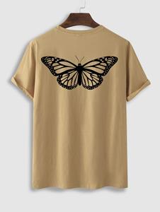 Zaful Butterfly Pattern Cotton Short Sleeves T-shirt