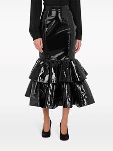 Moschino ruffled leather skirt - Zwart