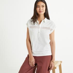 ANNE WEYBURN T-shirt met hemdskraag en korte mouwen