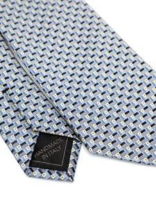 Brioni geometric-jacquard silk tie - Blauw