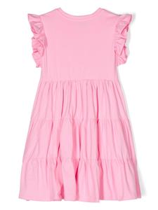 Moschino Kids logo-print ruffled dress - Roze