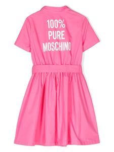 Moschino Kids slogan-print cotton shirtdress - Roze
