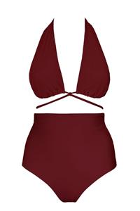 Anekdot Damen vegan Versatile + Core High Bikini Set Merlot Rot