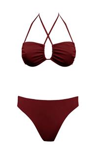 Anekdot Damen vegan Bikini Low Versatile + Skyline Slim Merlot