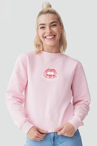 Plant Faced Clothing Damen vegan Pullover Read My Lips Baby Pink
