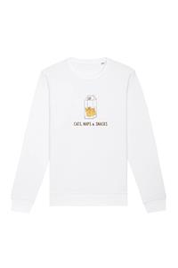 Oat Milk Club Damen vegan Sweatshirt Cats, Naps & Snacks Snacks Weiß