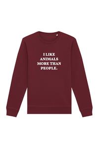 Oat Milk Club Damen vegan Sweatshirt I Like Animals More Maroon