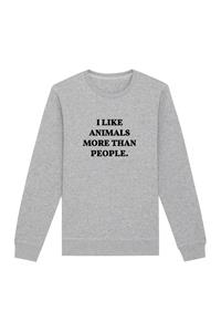 Oat Milk Club Damen vegan Sweatshirt I Like Animals More Grau