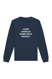Oat Milk Club Damen vegan Sweatshirt I Like Animals More Navy