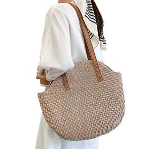 Sunnyway Retro Bag Large Capacity Straw Woven Bag Seaside Holiday Portable Shoulder Bag
