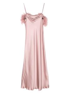 Antonelli Ligorio feather-trim midi dress - Roze