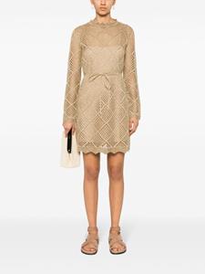 TWINSET open-knit lurex mini dress - Beige