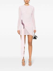 David Koma ruched mesh mini dress - Roze
