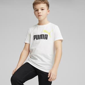 PUMA Ess+ Metallic 2 Col Logo T-Shirt Jungen 32 - PUMA white/lime sheen