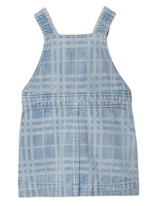 Burberry Kids Check Denim Pinafore Dress - Blauw