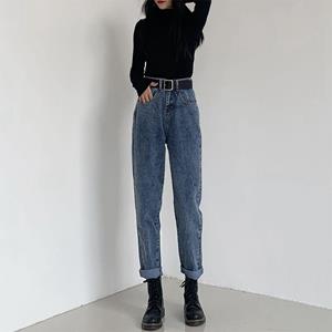MOJTA Womens High Waist Boyfriend Jeans voor vrouwen Harem Broek Denim Street Style Coated Long Jean High Street Plus Size Vrouwen Jeans