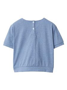 Burberry Kids logo-embroidered cotton T-shirt - Blauw