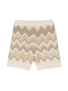Missoni Kids sequined zigzag knitted shorts - Beige