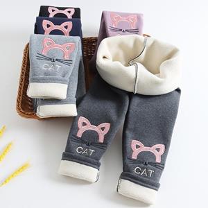 YOUULAR Nieuwste meisjes katoenen warme legging uitloper winter kinderen cartoon dikke fluwelen broek voor babymeisjes schattige kat patroon broek