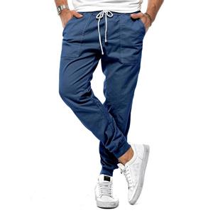 BOLIV MODA Men's Spring Summer Drawstring Woven Solid Pants Large Size Pocket Men Trousers