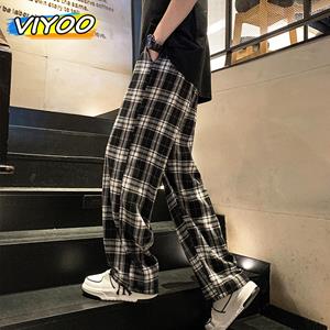 VIYOO Mannen Y2K Vintage geruite broek broek casual broek joggingbroek Harajuku Bagyy broek Koreaanse herfst clotes man vrouwen