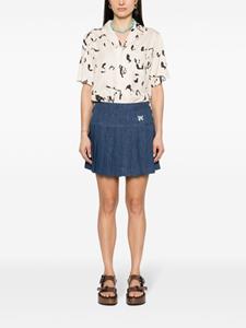 Palm Angels logo-embroidered pleated skirt - Blauw