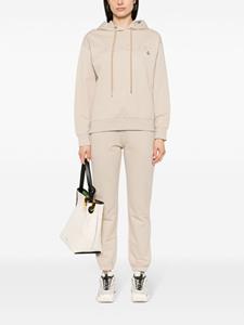 Moncler logo-embroidered cotton hoodie - Beige