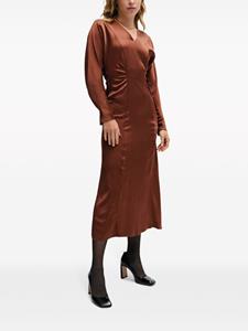 BOSS Midi-jurk met V-hals - Bruin