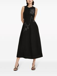 Brunello Cucinelli Midi-jurk verfraaid met bloemen - Zwart