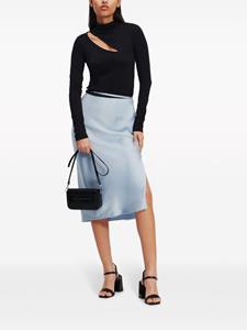 Karl Lagerfeld Satijnen midi-jurk met logoplakkaat - Blauw