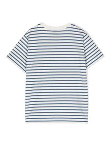 Moncler Enfant Gestreept T-shirt met logo-patch - Blauw