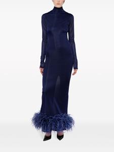 16Arlington Luna feather-trim gown - Blauw