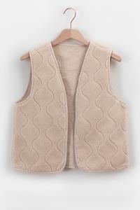 Sissy-Boy Beige Reversible Gilet Met Teddy En Corduroy