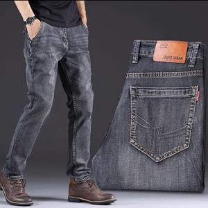 Straight Fire Fashion Rookgrijze jeans voor heren, losse rechte zomerbroek met dunne sectie, nieuwe casual veelzijdige herenbroek van middelbare leeftijd, mannelijk