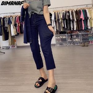 Dimanaf 2022 Plus Size Summer Style Jeans Vrouwen Basic Elastische Broek Losse Casual Vrouwelijke Dunne Broek Broek
