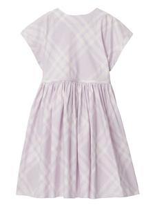 Burberry Kids empire-line checked dress - Paars