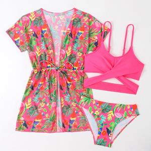 Selfyi Children Girls' Swimsuit Three Piece Set Kids Swimwear Set