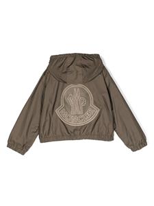 Moncler Enfant logo-patch hooded bomber jacket - Groen