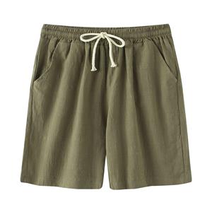 Westlife (ZO)Herenmode Casual effen kleur katoenen linnen shorts met stropdas Katoenen linnen shorts