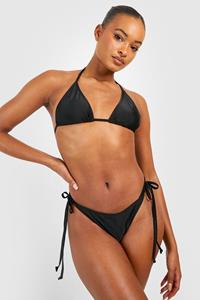 Boohoo Tall Driehoekige Bikini Set Met Zijstrikjes, Black