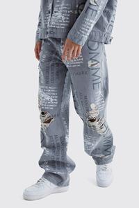 Boohoo Onbewerkte Versleten Baggy Jeans, Mid Grey