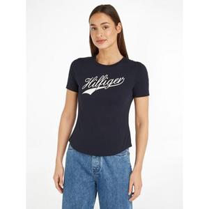 Tommy Hilfiger Rundhalsshirt SLIM H85 C-NK SS TEE SS mit großem Hilfger Logo-Schriftzug