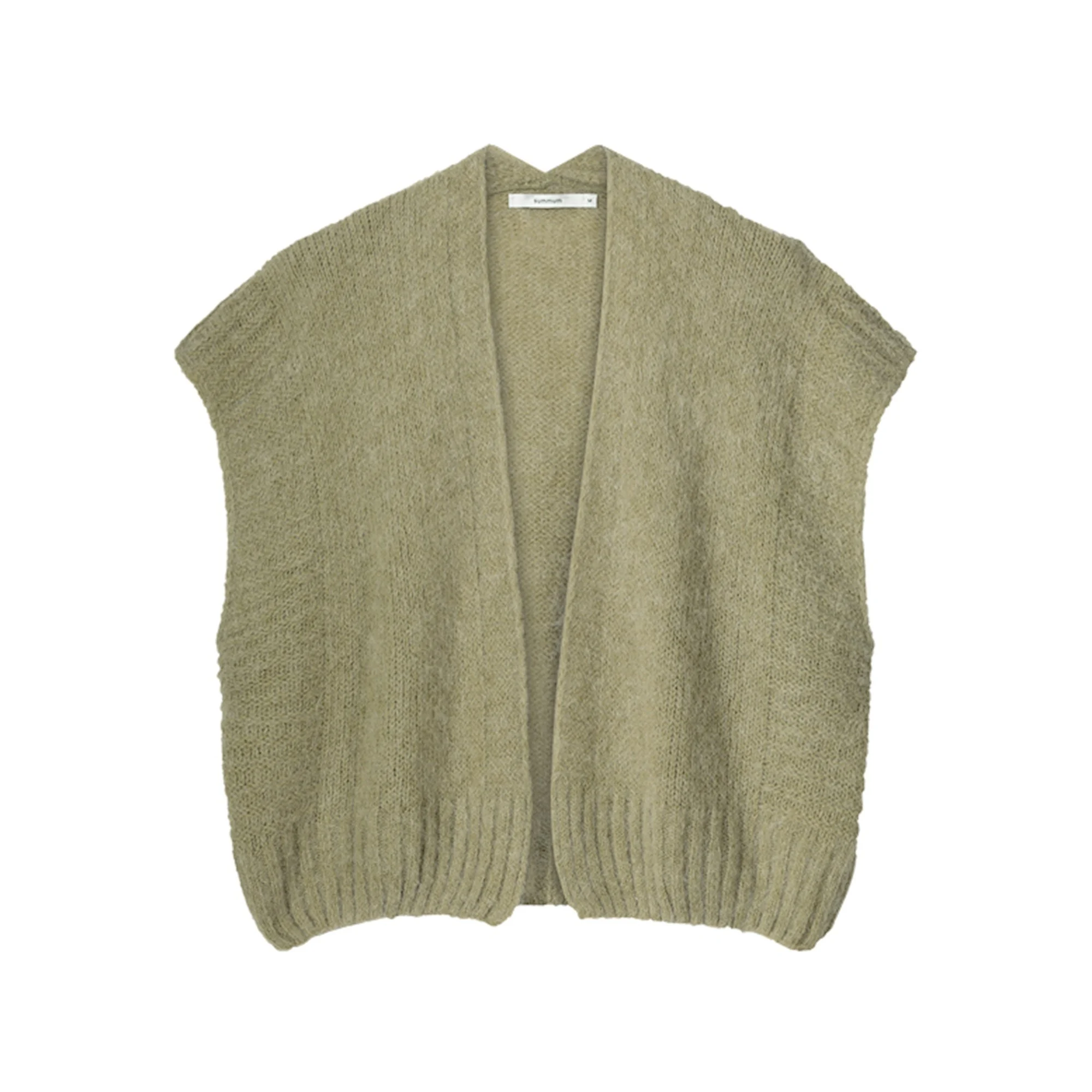 Summum 7s5814-7956 616 sleeveless cardigan mohair blend knit greenlentil