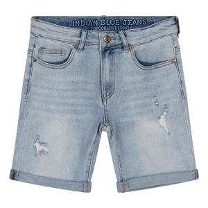 Indian Blue Jeans Jongens jeans short Andy damaged repaired - Licht denim