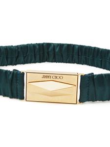 Jimmy Choo logo-buckle ruched belt - Groen