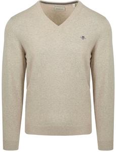 Gant Sweatshirt CLASSIC COTTON V-NECK, LIGHT BEIGE MELANGE