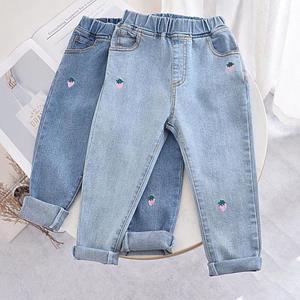 YOUULAR Nieuwe meisjes jeans lente en herfst kinderen elastische taille blauwe denim broek