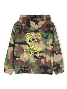 Moschino Kids camouflage-print hooded bomber jacket - Groen