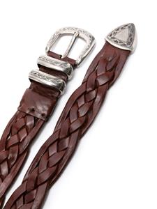 Brunello Cucinelli engraved-buckle braided leather belt - Bruin