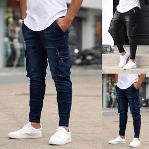 Mei hua Herenmode effen denim broek Distressed jeans lange broek streetwear